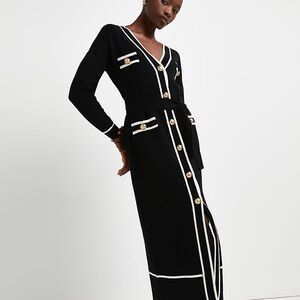 River Island Black and White Sheath Midi Dress